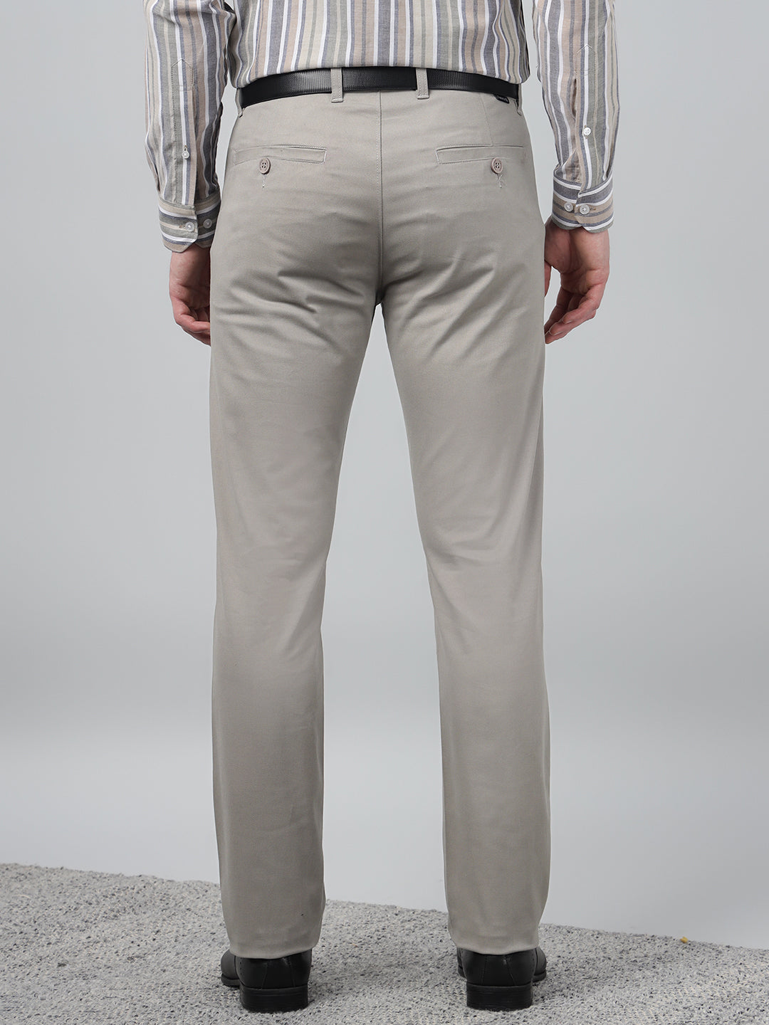 Hancock Men Light Grey Solid  Slim Fit Formal Trouser
