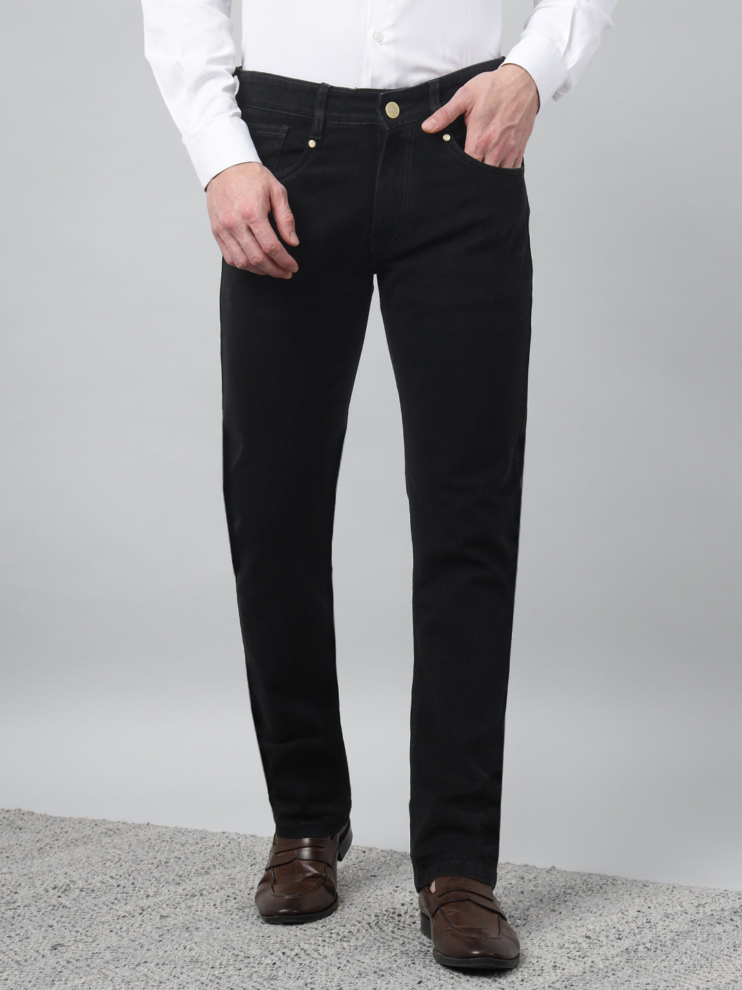 Hancock Men Black Solid  Relaxed Fit Casual Jeans