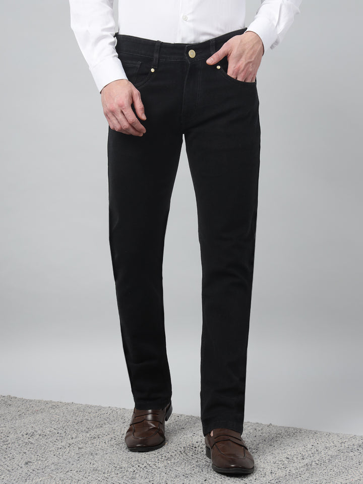 Hancock Men Black Solid  Relaxed Fit Casual Jeans