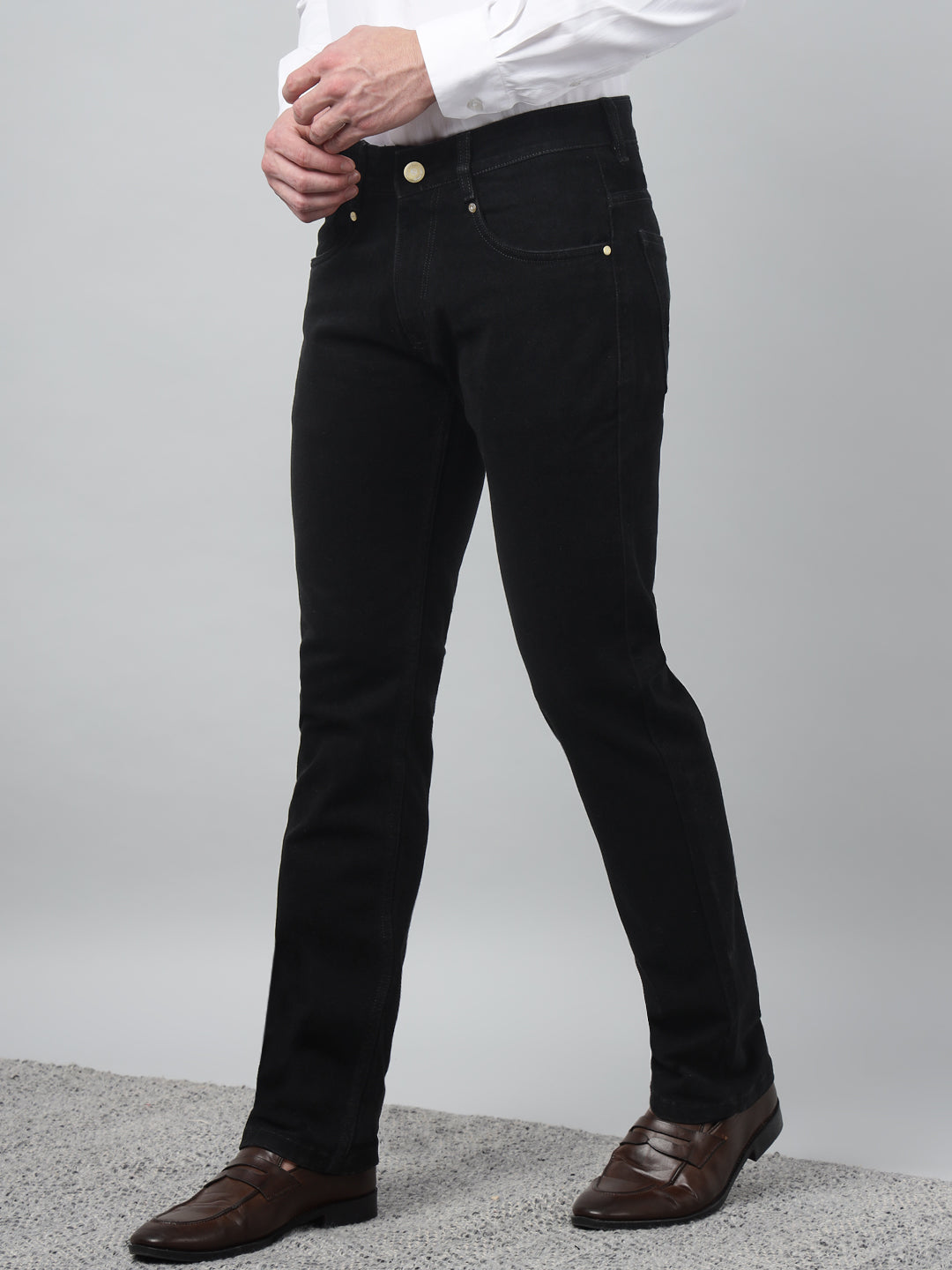 Hancock Men Black Solid  Relaxed Fit Casual Jeans