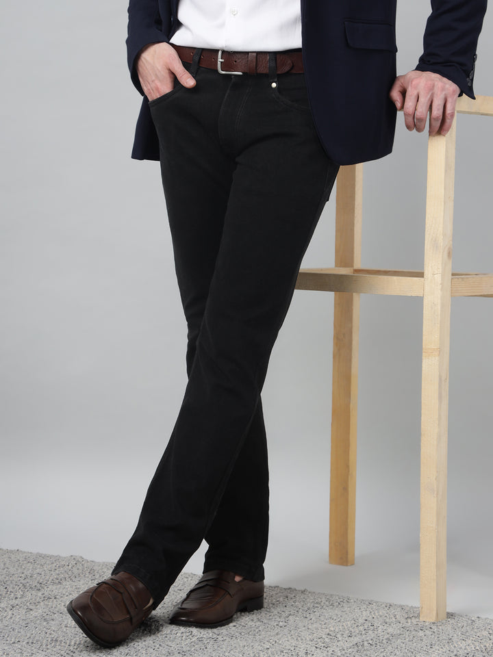 Hancock Men Black Solid  Relaxed Fit Casual Jeans