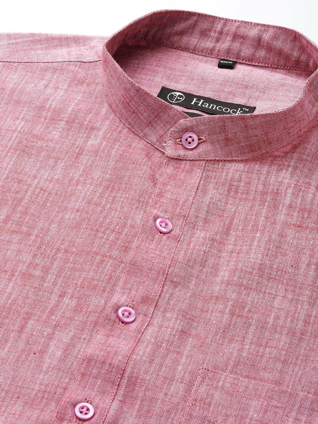 Hancock Men Red-Pink Solid Pure Cotton Slim Fit Casual Kurta