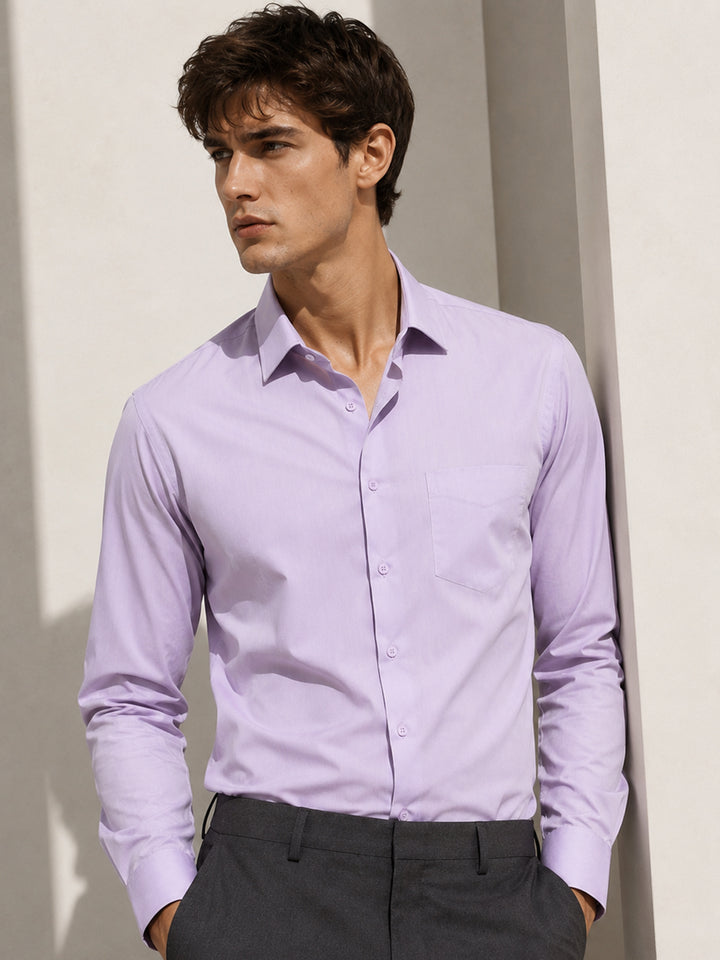 Men Purple Solid Cotton Rich Slim fit Formal Shirt