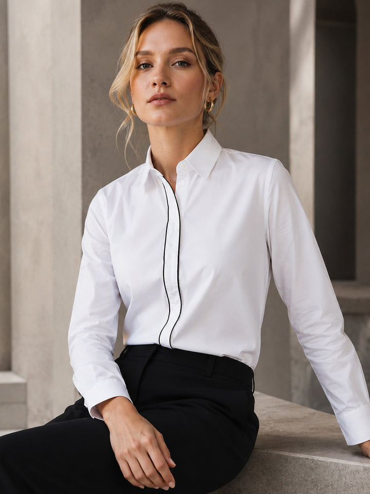 Women White Solids Pure Cotton Slim Fit Formal Shirt