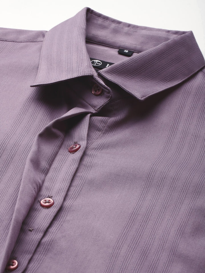 Women Purple Solid Self Design, Pure Cotton Stretchable Wrinkle Free Formal Shirt