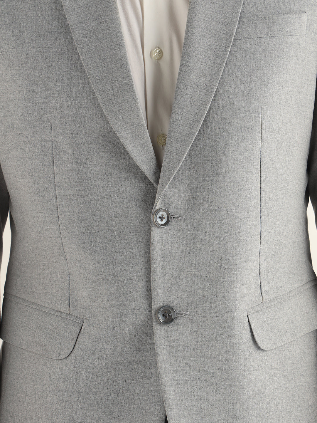 Hancock Men Melange Grey Solid Polyester Slim Fit Formal Blazer