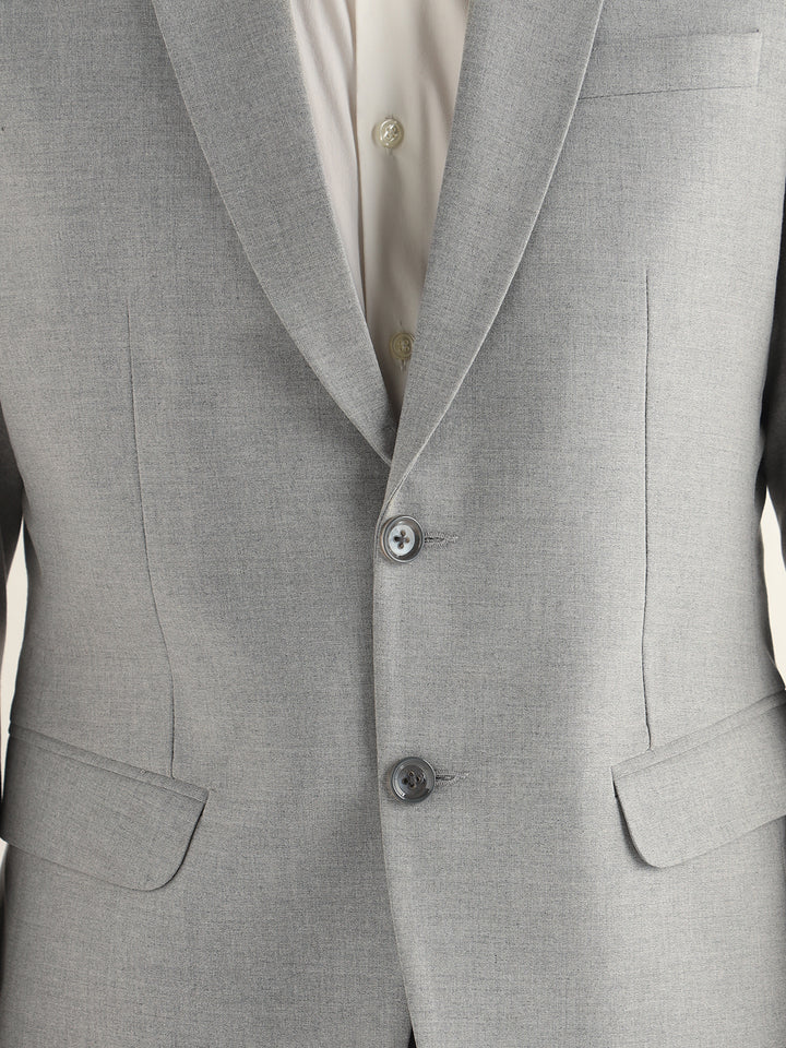 Hancock Men Melange Grey Solid Polyester Slim Fit Formal Blazer