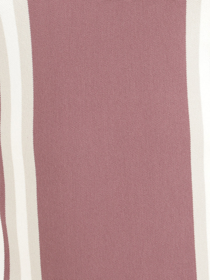 Hancock Men White & Mauve Vertical Striped Polo Collar Pure Cotton Stretch Slim Fit T-shirt