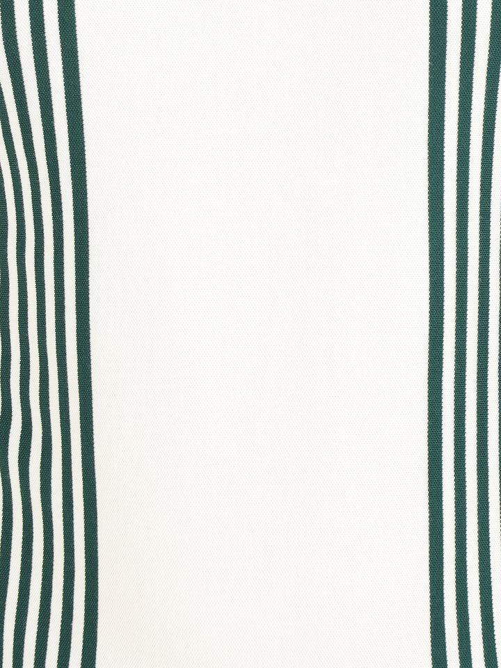 Hancock Men White & Green Vertical Striped Polo Collar Pure Cotton Stretch Slim Fit T-shirt