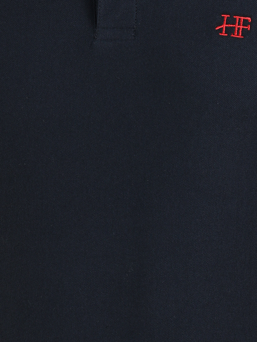 Hancock Men Navy Blue Vertical Striped Polo Collar Pure Cotton Stretch Slim Fit T-shirt