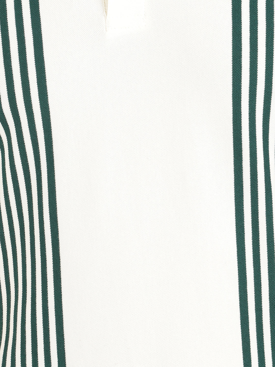 Hancock Men White & Green Vertical Striped Polo Collar Pure Cotton Stretch Slim Fit T-shirt