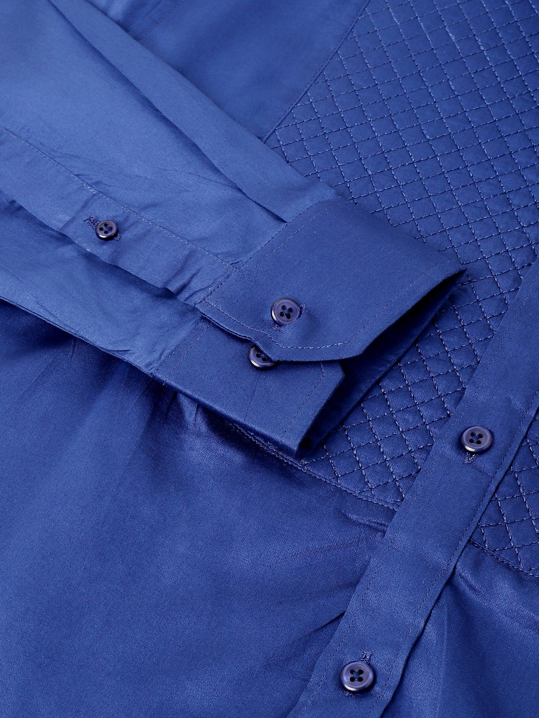 Hancock Men Navy Solid Pure Cotton Slim Fit Party Shirt