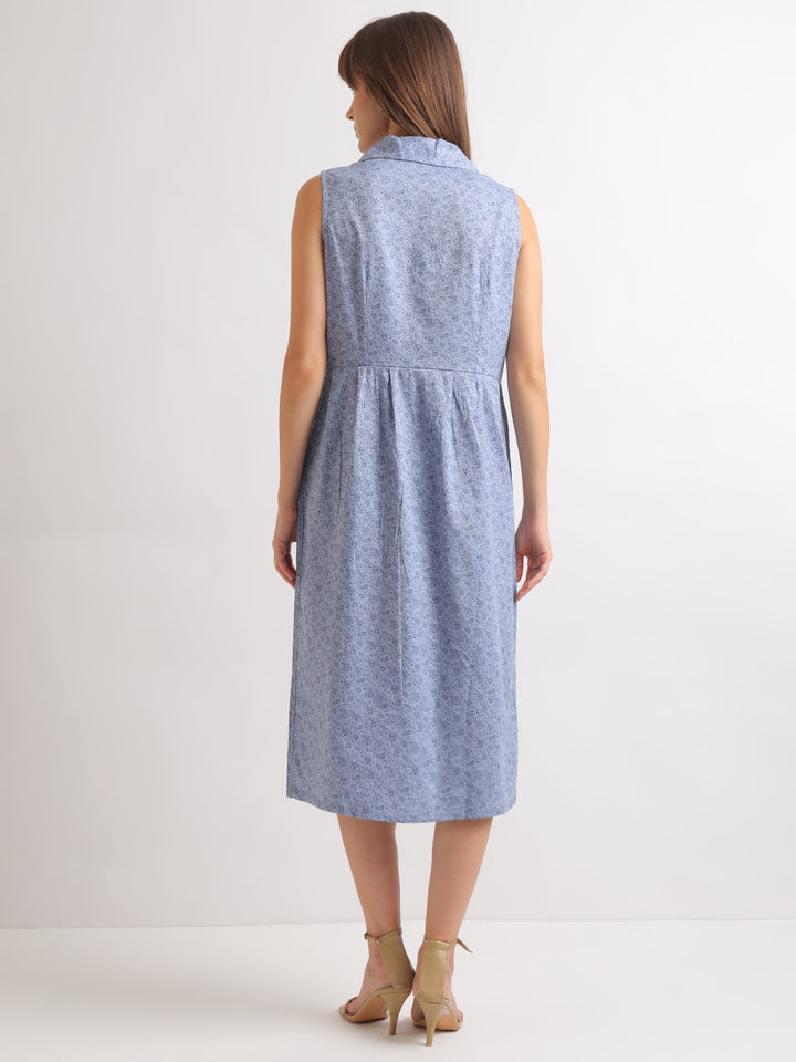 Hancock   Women   Blue   Prints   Pure Cotton   Regular Fit   Formal   Dress