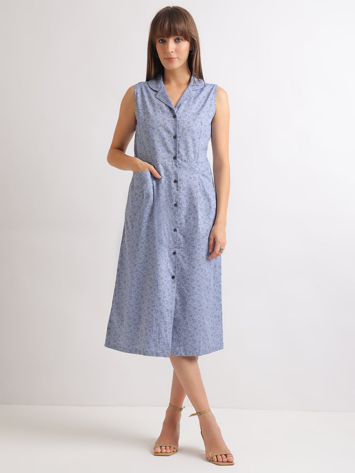 Hancock   Women   Blue   Prints   Pure Cotton   Regular Fit   Formal   Dress