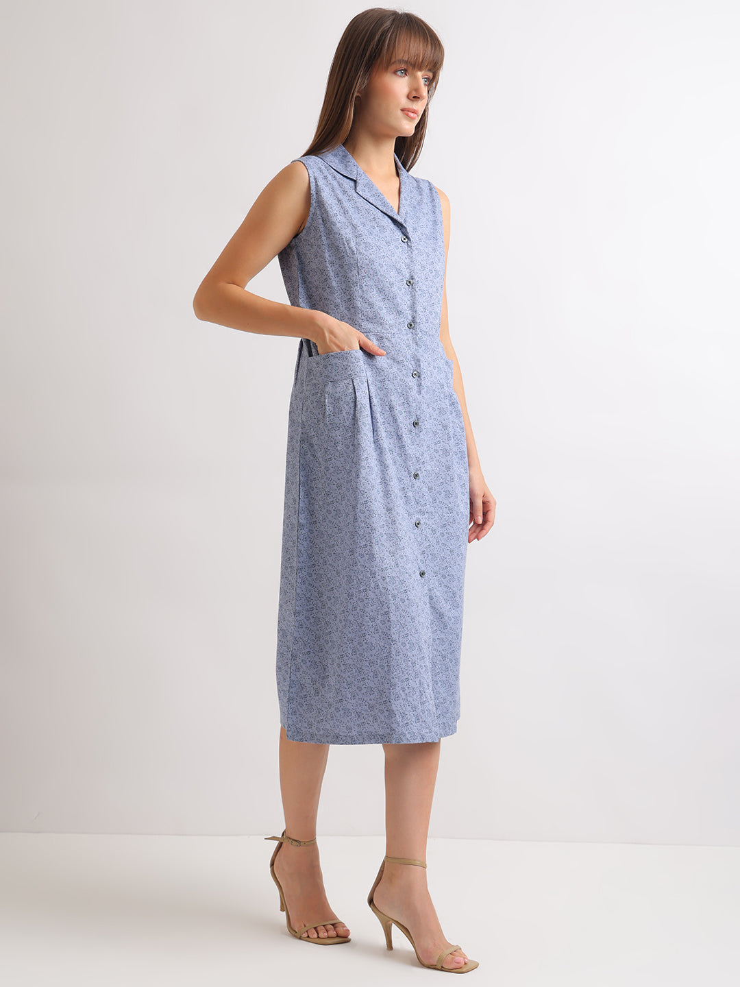 Hancock   Women   Blue   Prints   Pure Cotton   Regular Fit   Formal   Dress