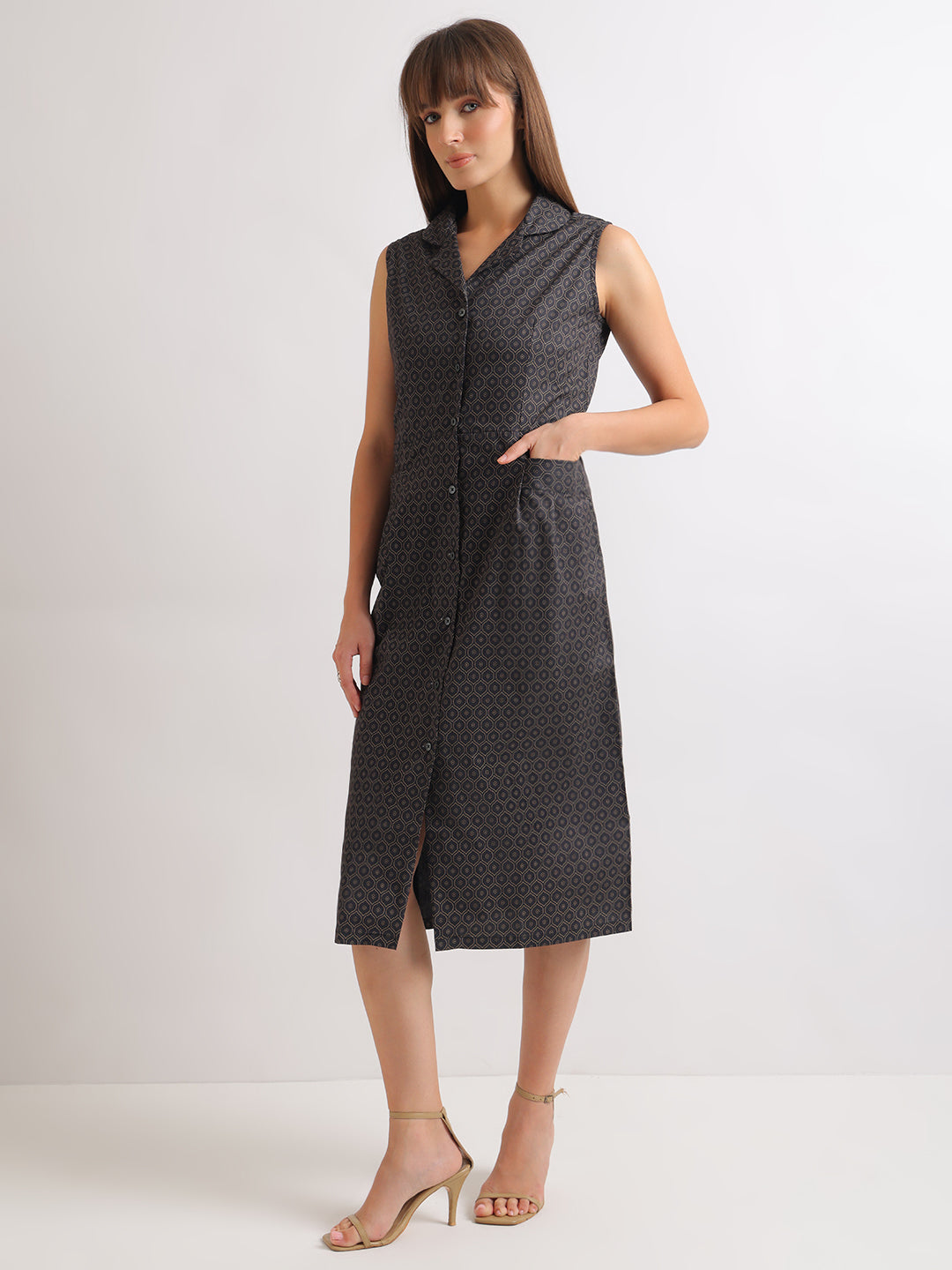 Hancock   Women   Black   Prints   Pure Cotton   Regular Fit   Formal   Dress