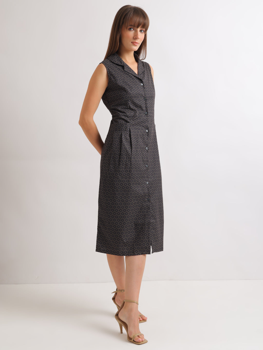 Hancock   Women   Black   Prints   Pure Cotton   Regular Fit   Formal   Dress