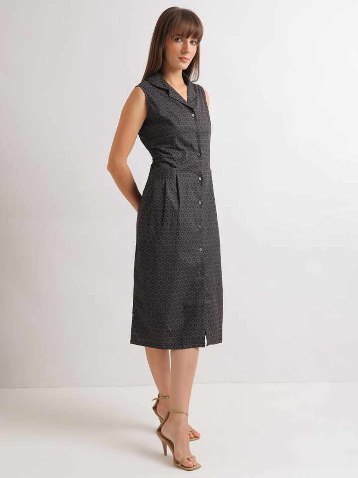 Hancock   Women   Black   Prints   Pure Cotton   Regular Fit   Formal   Dress