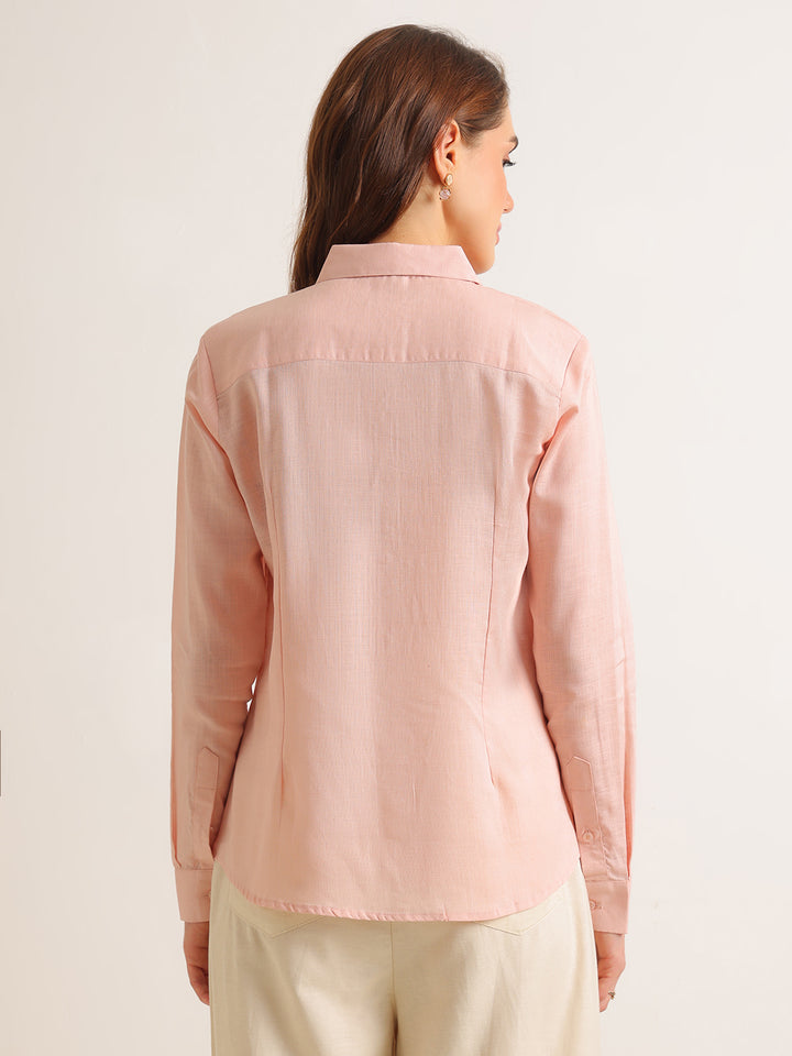 Hancock   Women   Pink   Solids   Lyocell   Regular Fit   Formal   Shirt