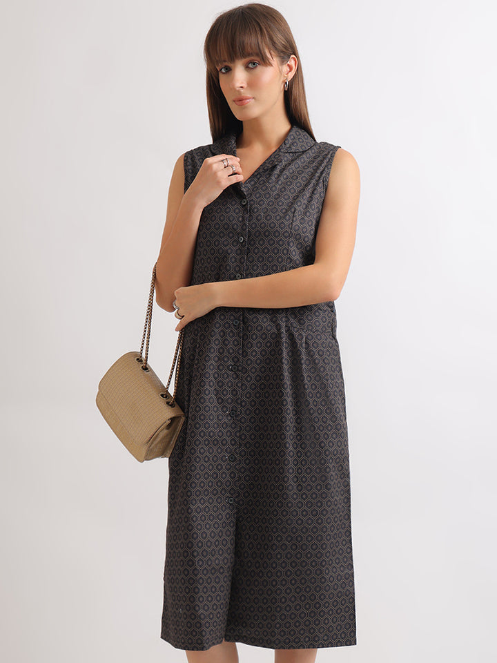 Hancock   Women   Black   Prints   Pure Cotton   Regular Fit   Formal   Dress
