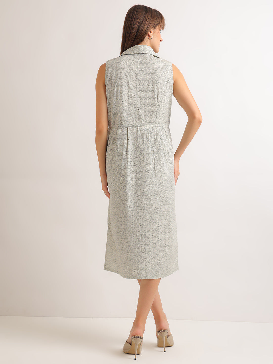 Hancock   Women   Beige   Prints   Pure Cotton   Regular Fit   Formal   Dress