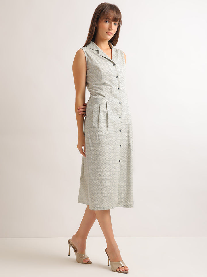 Hancock   Women   Beige   Prints   Pure Cotton   Regular Fit   Formal   Dress
