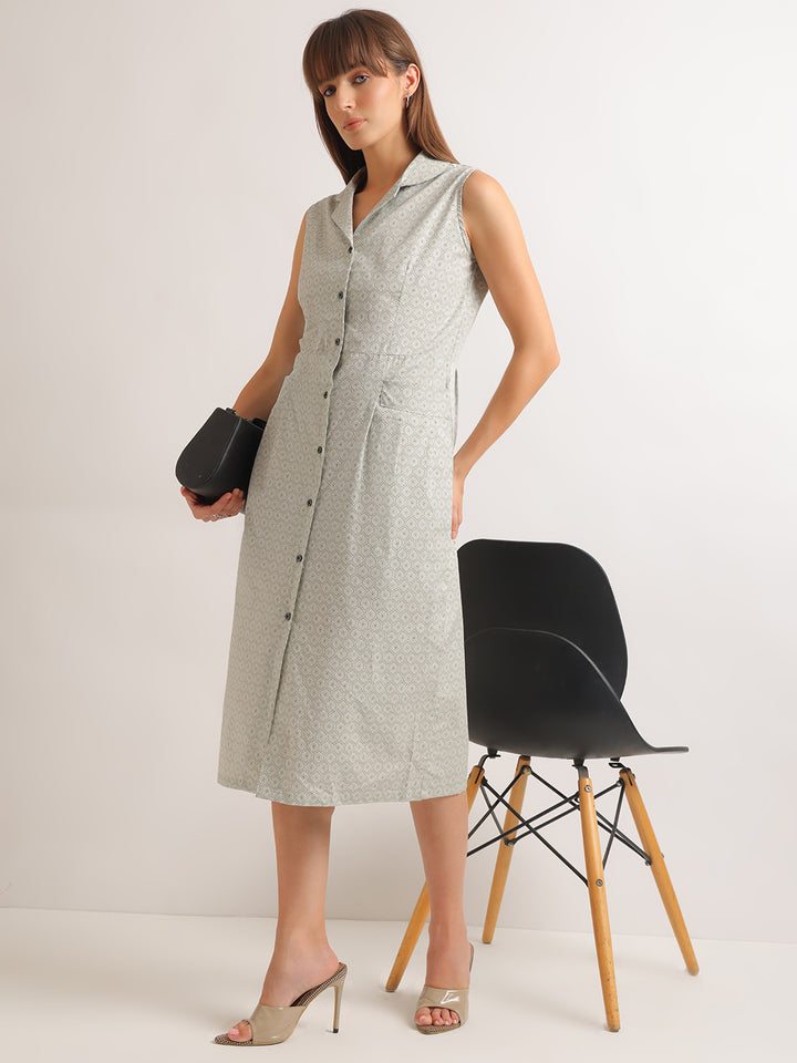 Hancock   Women   Beige   Prints   Pure Cotton   Regular Fit   Formal   Dress