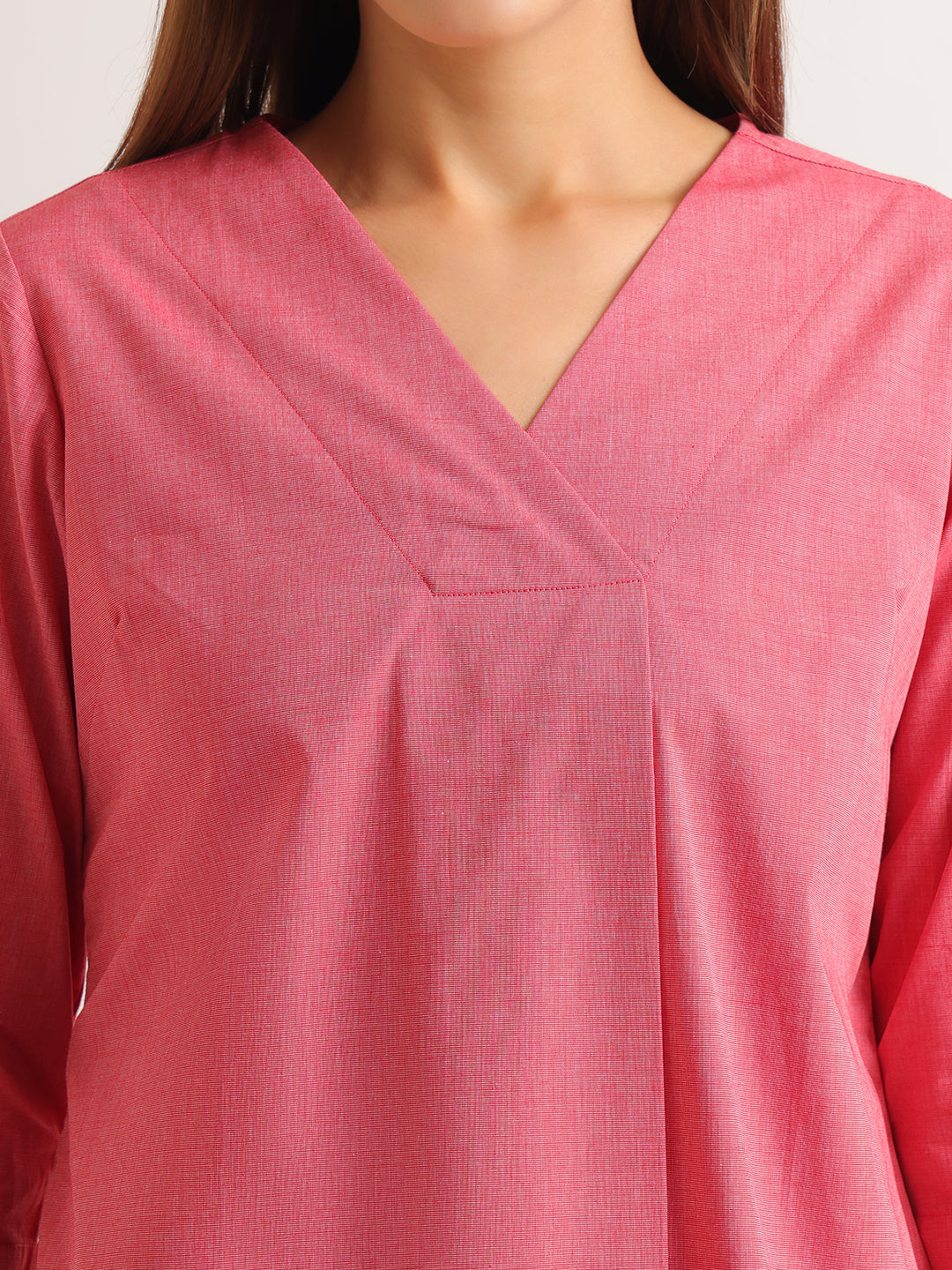 Hancock   Women   Red   Solids   Pure Cotton   Regular Fit   Formal   Top
