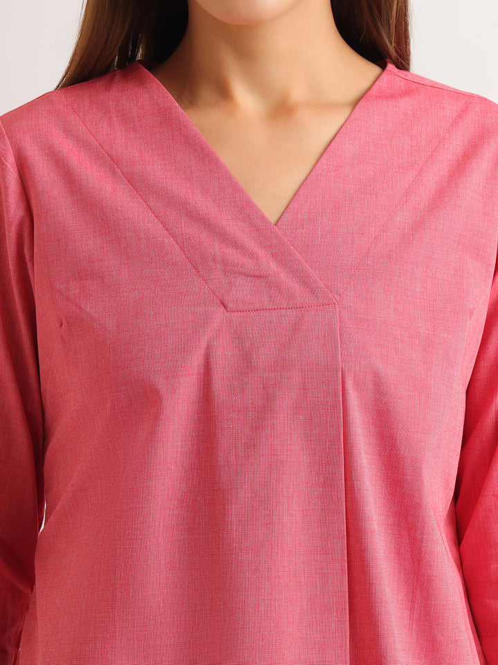Hancock   Women   Red   Solids   Pure Cotton   Regular Fit   Formal   Top