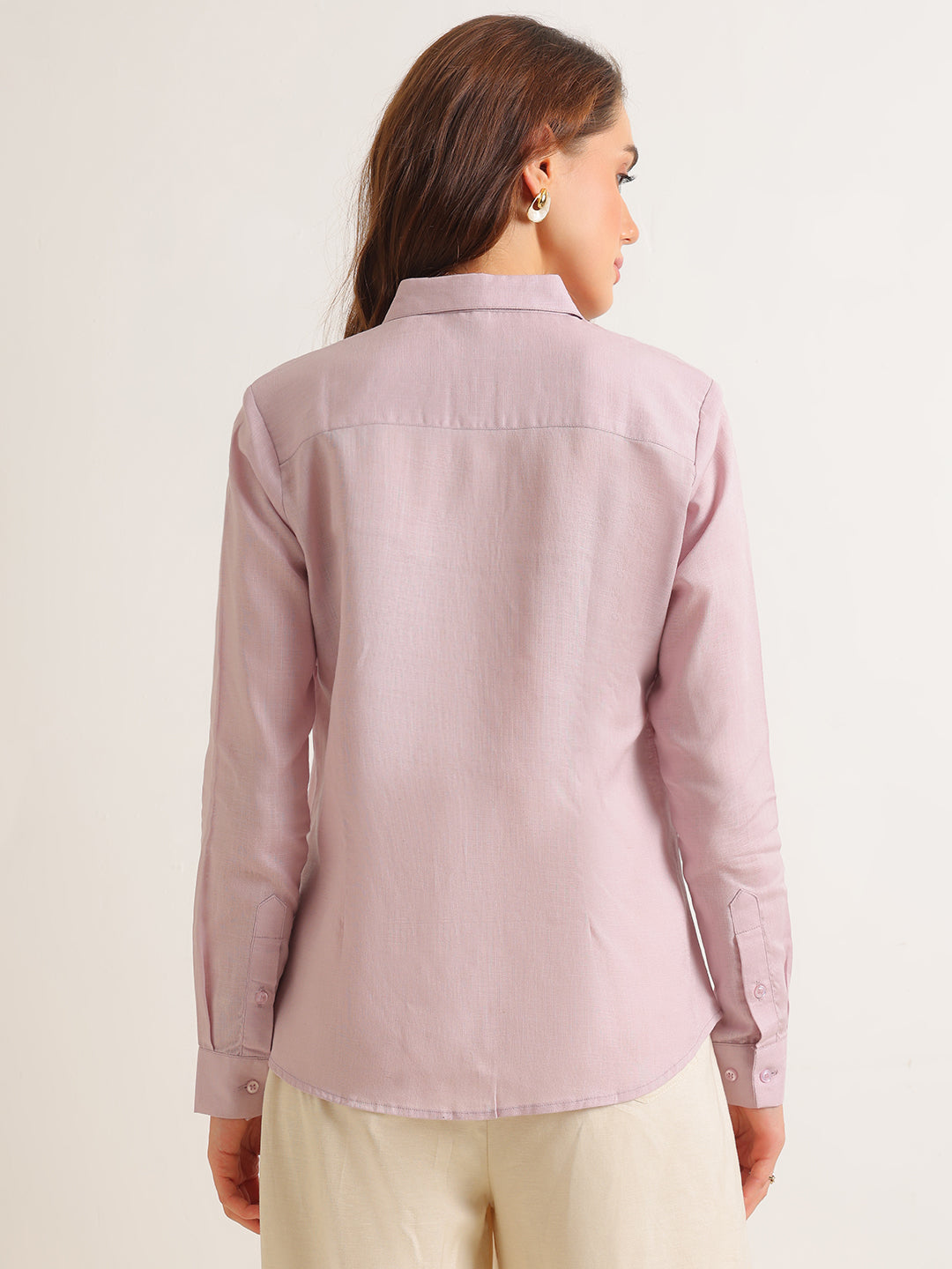 Hancock   Women   Purple   Solids   Lyocell   Regular Fit   Formal   Shirt