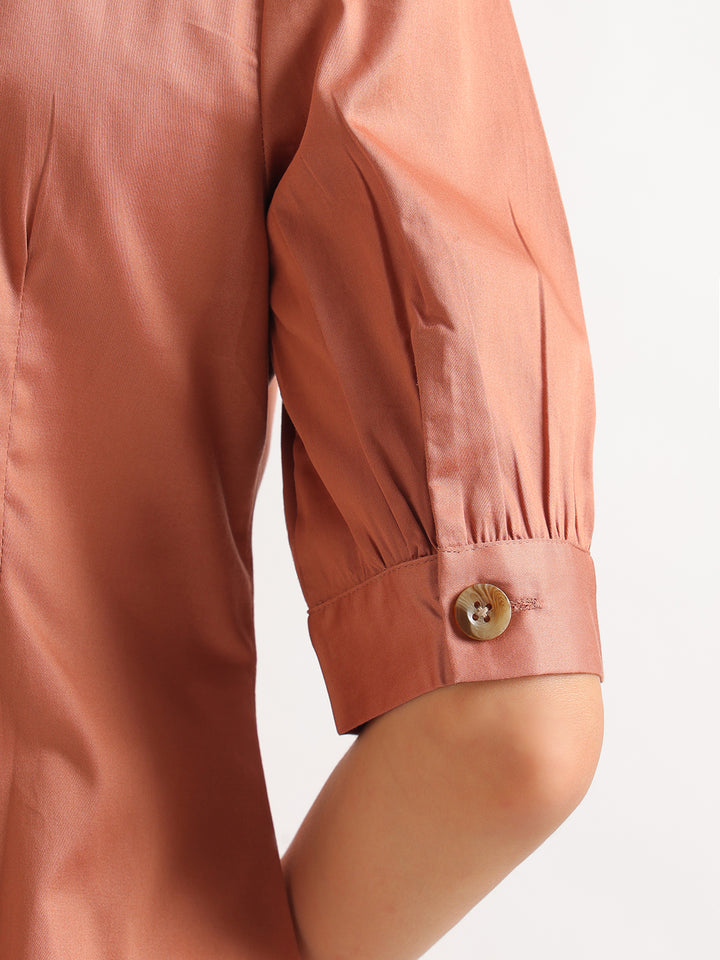Hancock   Women   Peach   Solids   Pure Cotton   Regular Fit   Formal   Shirt