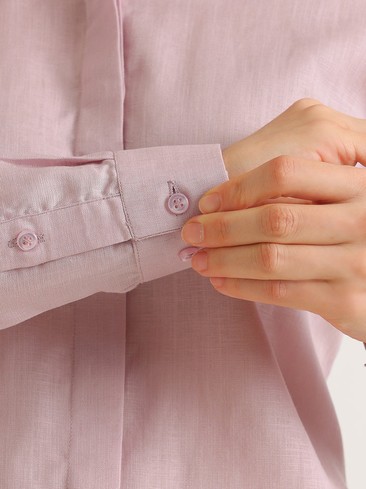 Hancock   Women   Purple   Solids   Lyocell   Regular Fit   Formal   Shirt