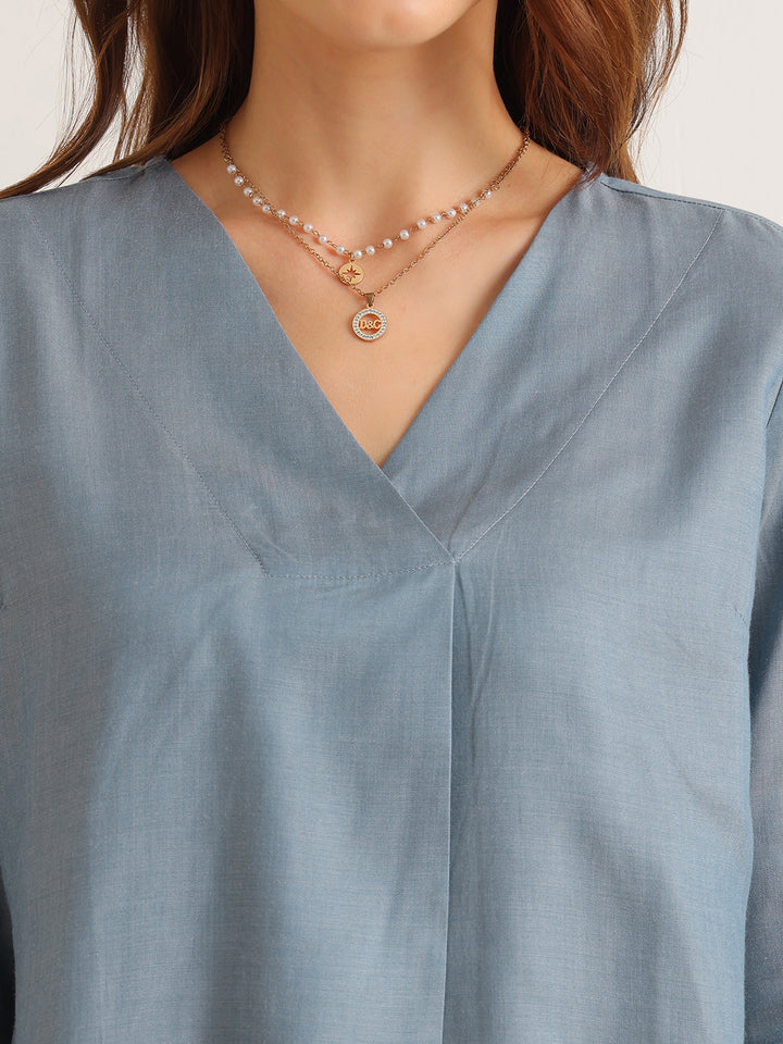 Hancock   Women   Steel Grey   Solids   Lyocell   Regular Fit   Formal   Top