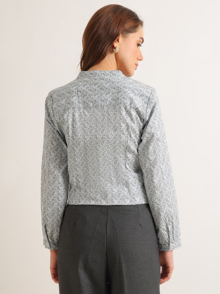 Hancock   Women   Sky Blue   Prints   Pure Cotton   Regular Fit   Formal   Shirt