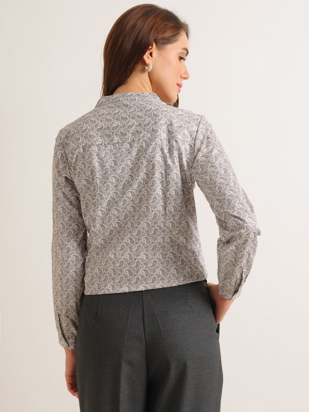 Hancock   Women   Beige   Prints   Pure Cotton   Regular Fit   Formal   Shirt