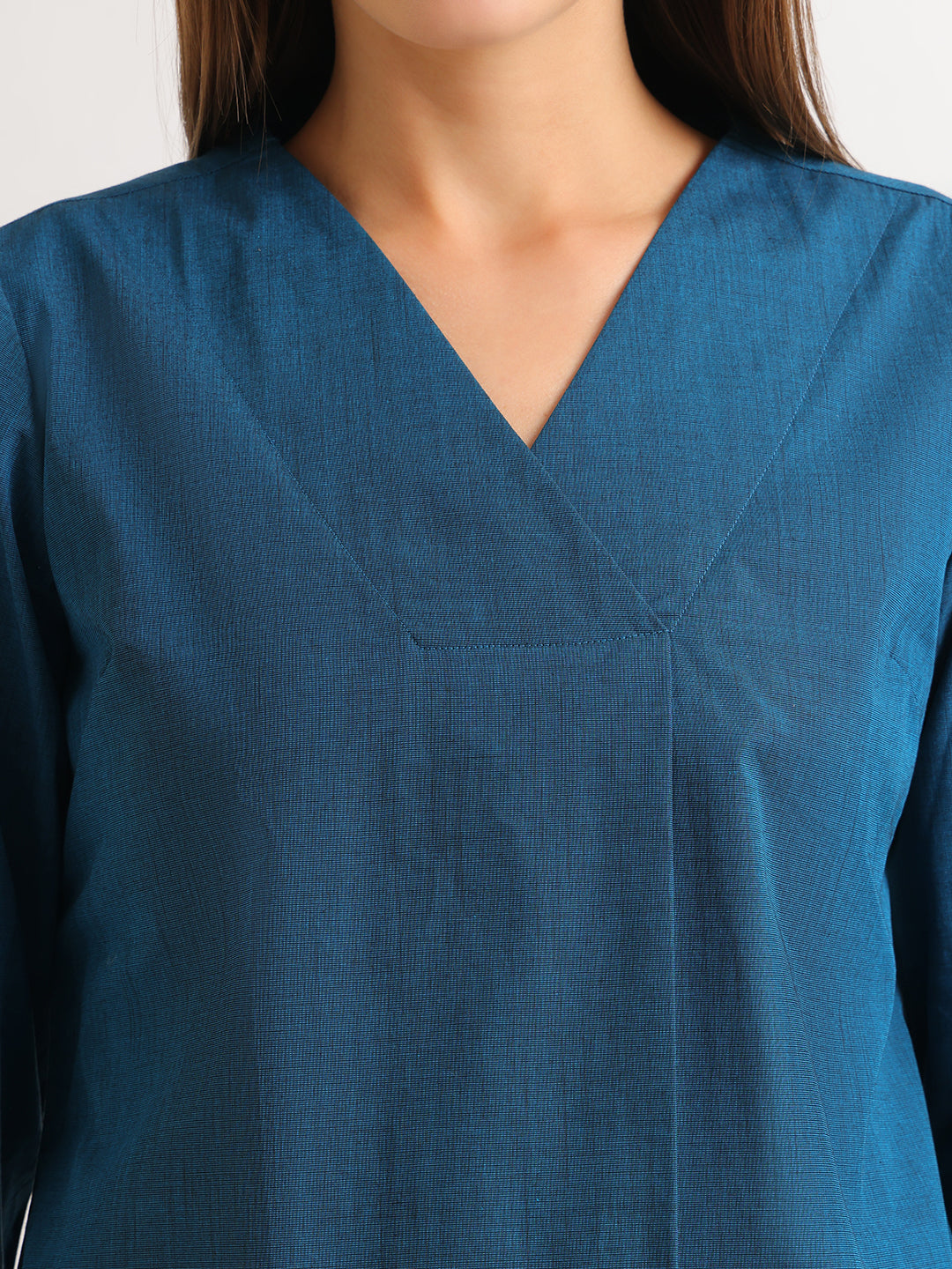 Hancock   Women   Turquoise   Solids   Pure Cotton   Regular Fit   Formal   Top