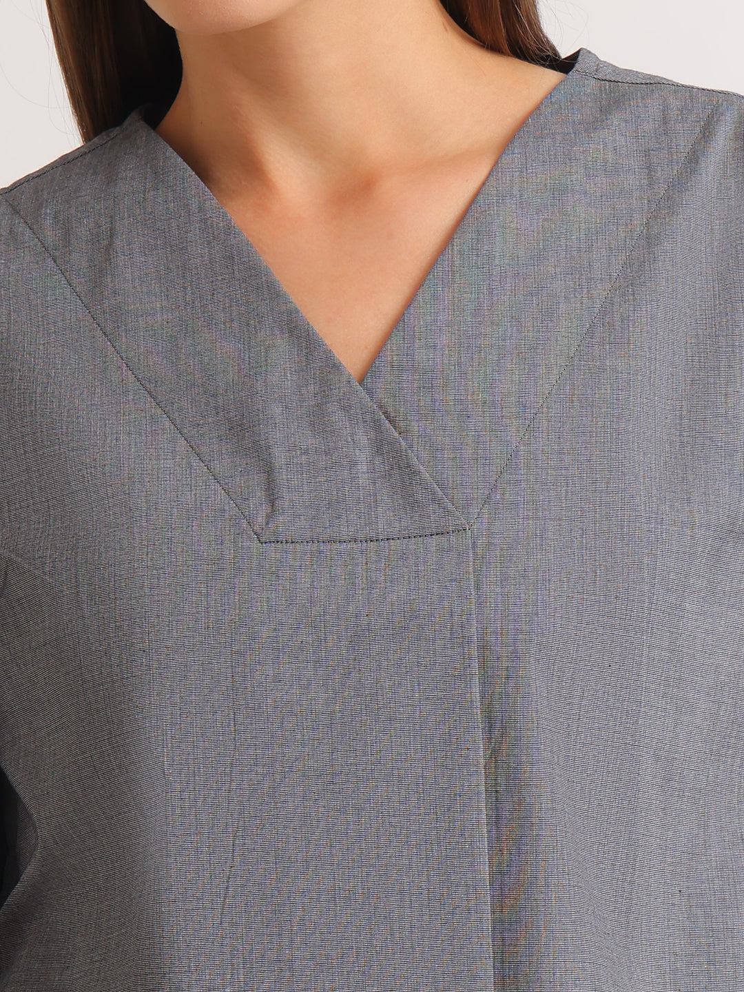 Hancock   Women   Grey   Solids   Pure Cotton   Regular Fit   Formal   Top