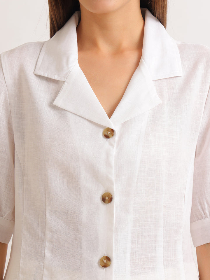 Hancock   Women   White   Solids   Lyocell   Regular Fit   Formal   Shirt