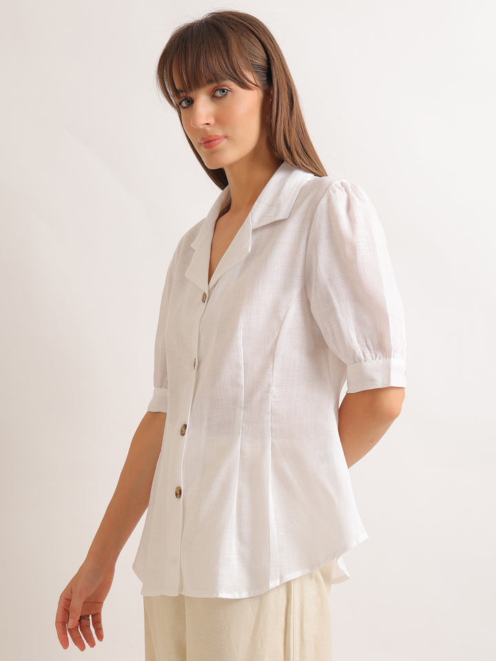 Hancock   Women   White   Solids   Lyocell   Regular Fit   Formal   Shirt