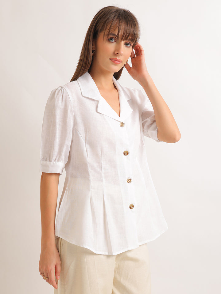 Hancock   Women   White   Solids   Lyocell   Regular Fit   Formal   Shirt