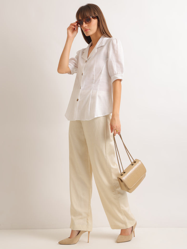 Hancock   Women   White   Solids   Lyocell   Regular Fit   Formal   Shirt