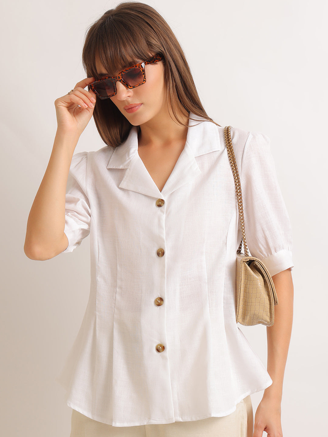 Hancock   Women   White   Solids   Lyocell   Regular Fit   Formal   Shirt