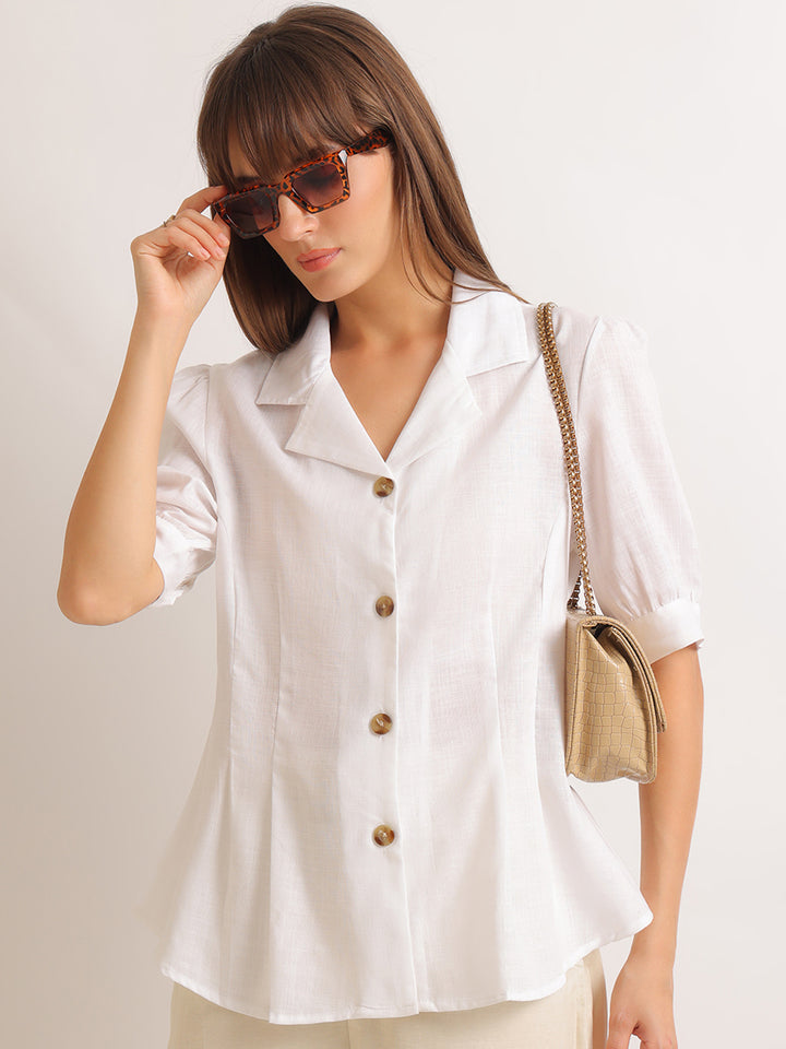 Hancock   Women   White   Solids   Lyocell   Regular Fit   Formal   Shirt