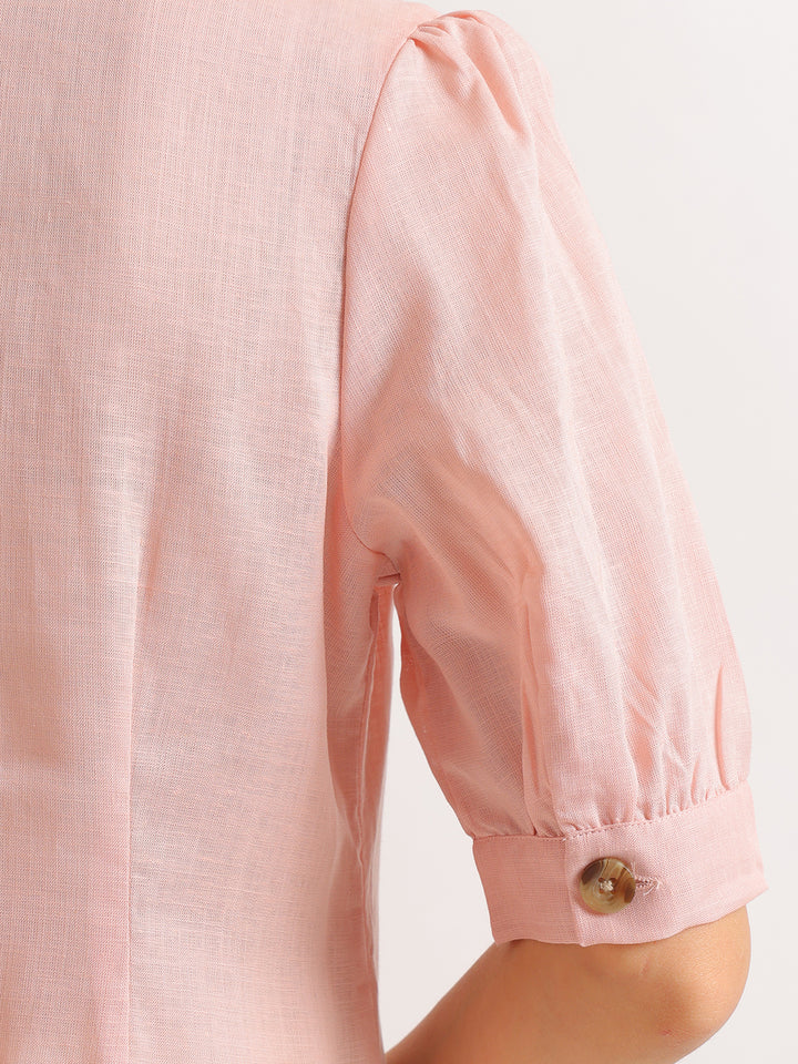 Hancock   Women   Pink   Solids   Lyocell   Regular Fit   Formal   Shirt