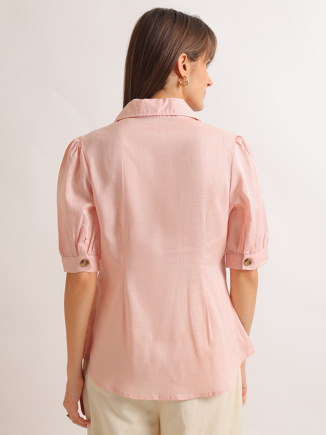 Hancock   Women   Pink   Solids   Lyocell   Regular Fit   Formal   Shirt