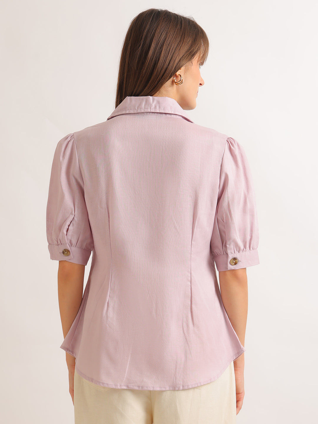 Hancock   Women   Purple   Solids   Lyocell   Regular Fit   Formal   Shirt