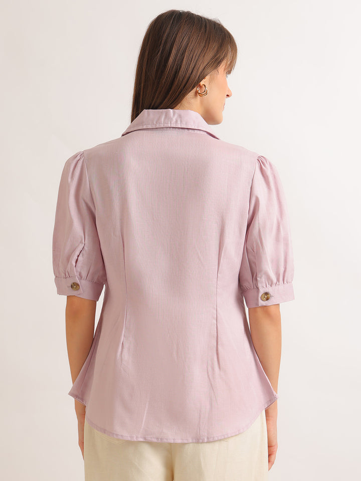 Hancock   Women   Purple   Solids   Lyocell   Regular Fit   Formal   Shirt