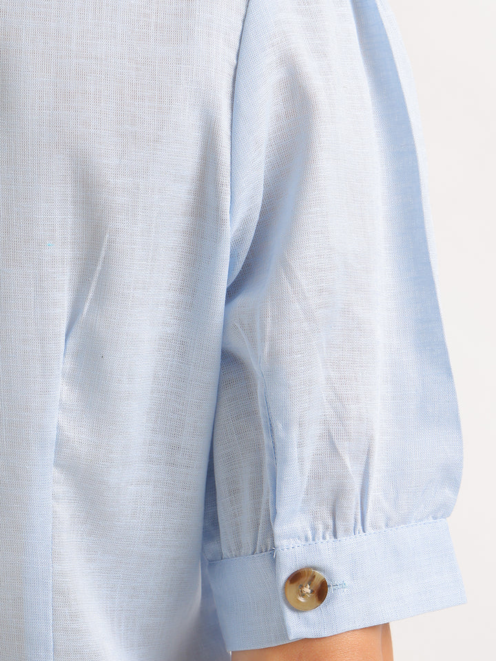Hancock   Women   Sky Blue   Solids   Lyocell   Regular Fit   Formal   Shirt