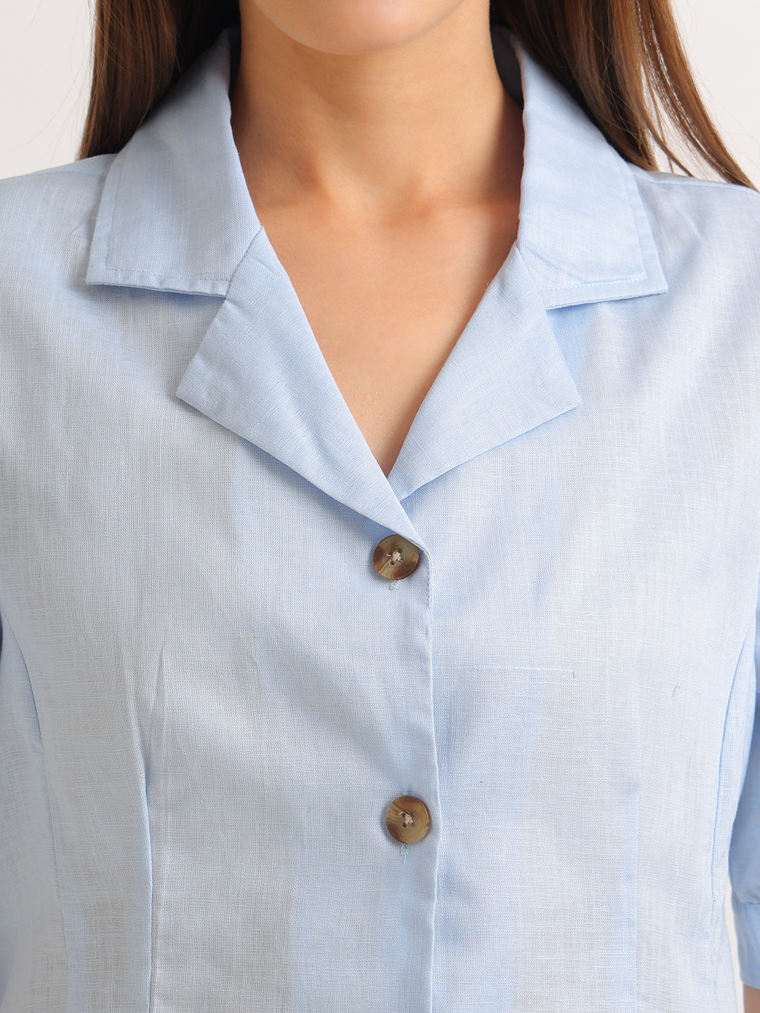Hancock   Women   Sky Blue   Solids   Lyocell   Regular Fit   Formal   Shirt