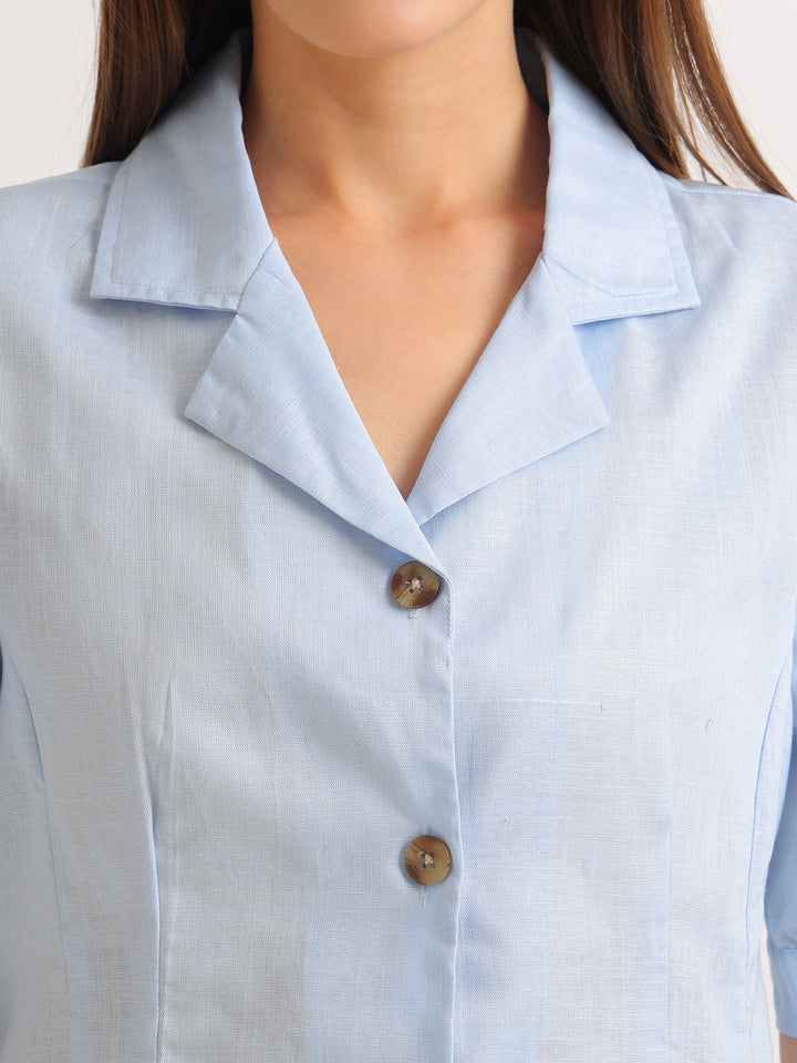 Hancock   Women   Sky Blue   Solids   Lyocell   Regular Fit   Formal   Shirt